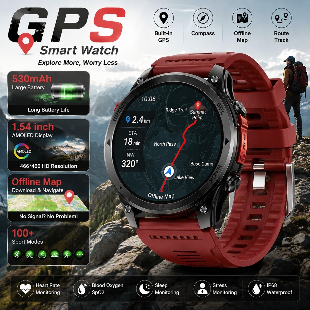 Table Tennis World - LIGE Nieuwe GPS Path Tracker Smartwatch