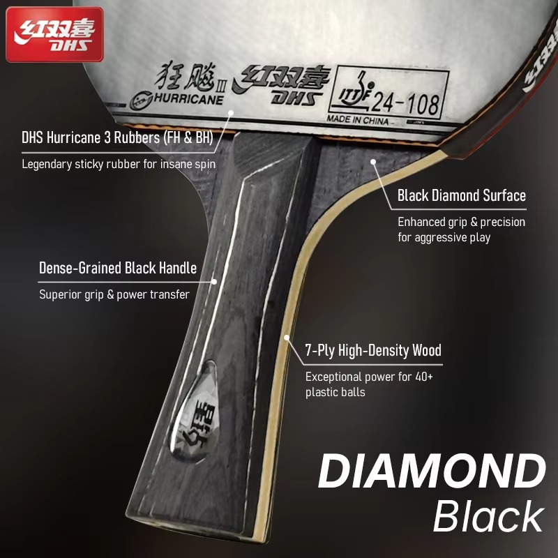Origineel DHS DIAMOND Zwart 7- - Table Tennis Bat Butterfly recensie en prijs