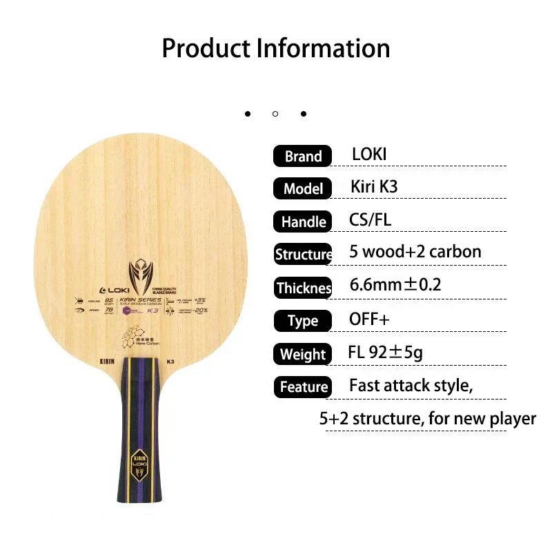 Origineel LOKI Kirin K3 Tafelt - Table Tennis Bat Butterfly recensie en prijs